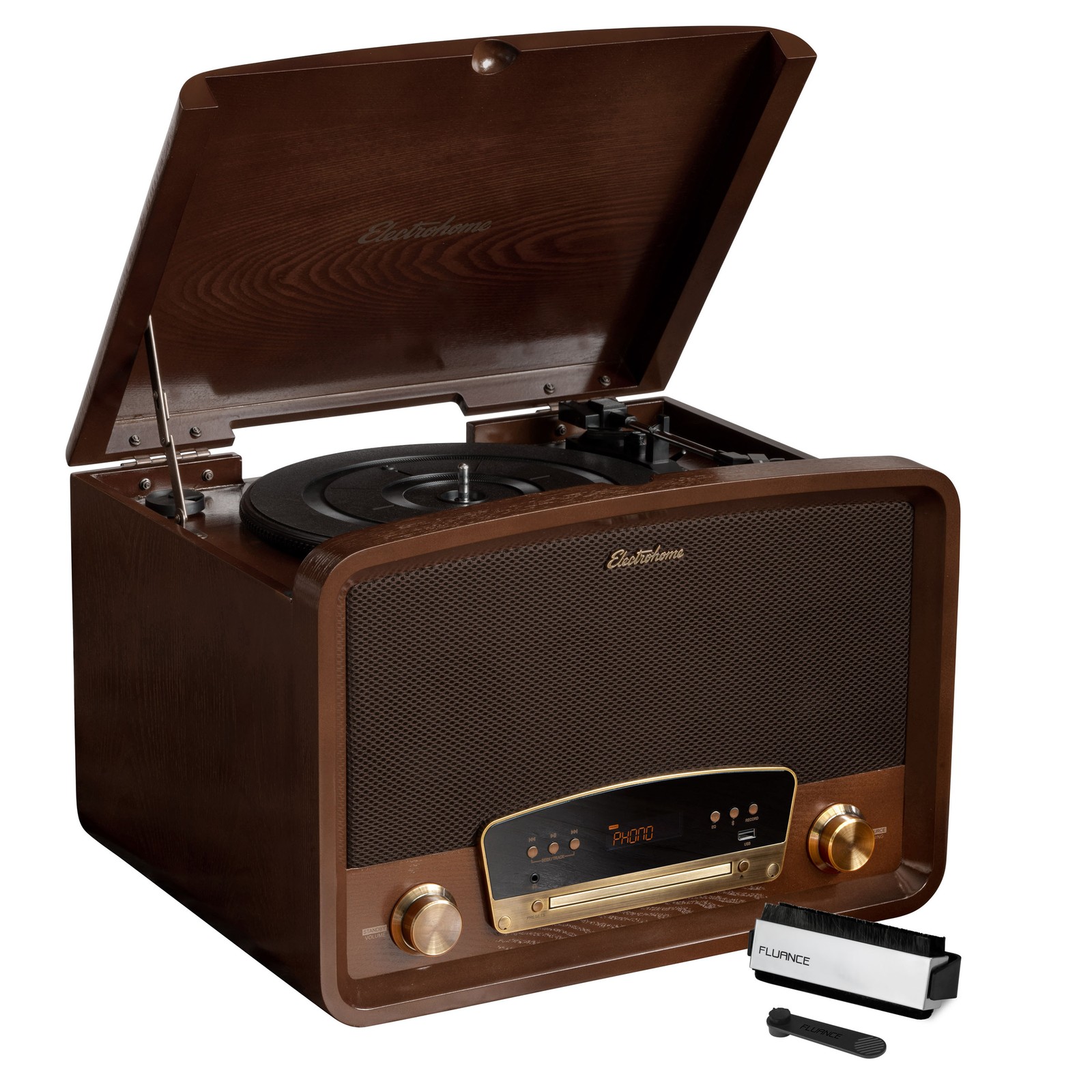 Electrohome Vinyl Record Player, Bluetooth Radio CD Vinyl to