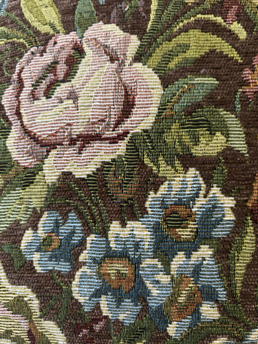 Vintage Blumen Gobelin Kissen, Brauntöne, Rosa 2-seitig - Bild 4 von 4