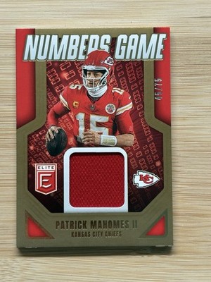 2025 Elite Numbers Game Relic #NGJ-PMH Patrick Mahomes #/75 Gold