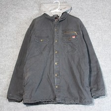 Wrangler Jacket Mens XL Black Workwear Utility Full Zip Quilt Lined Faded