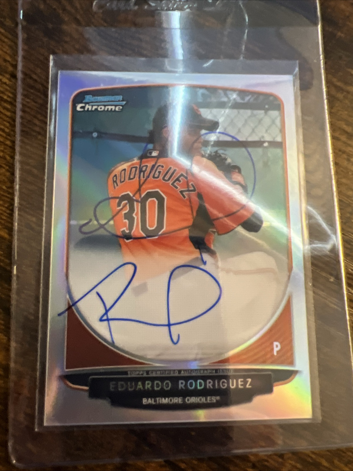 2013 Bowman Chrome Auto Refractor #BCA-ER Eduardo Rodriguez RC XXX/500 view 1