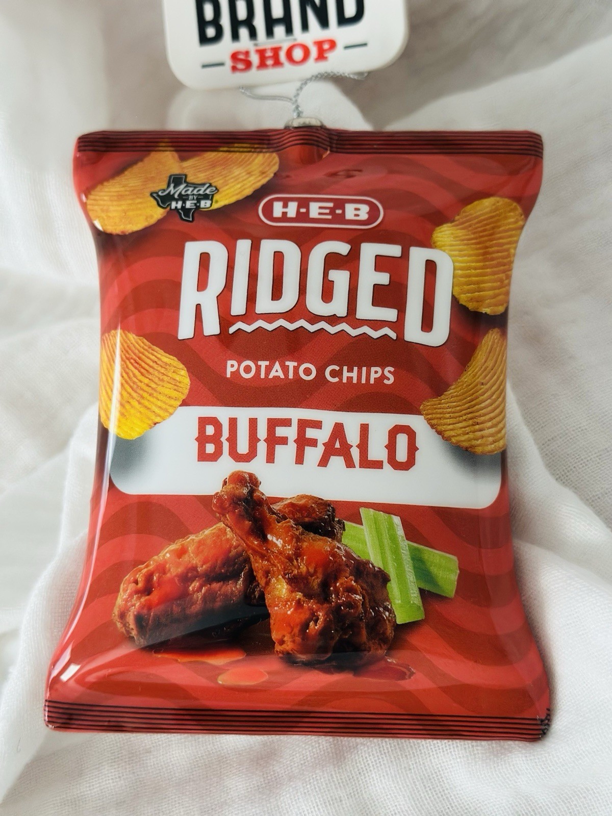 H-E-B CHRISTMAS TREE ORNAMENT Ridged POTATO CHIP BAG Buffalo BRAND SHOP Collect