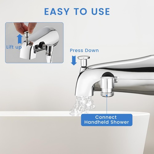 Slip On Tub Spout with Diverter, Bathtub Faucet with Shower Diverter and Hex ... - Picture 3 of 7
