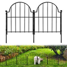 Garden Fence, 22 in H x 10.83 ft L Arched Rustproof Metal No Dig Fence Gard...