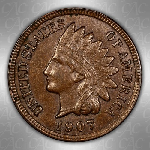 1907 Indian Cent CACG AU-58 CAC