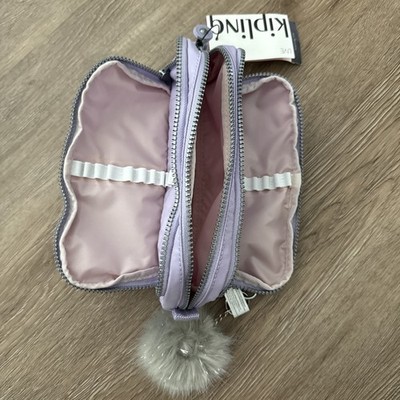 Kipling Pen Pencil Cosmetic Makeup Art Case Bag Laven Nylon Zip Logo Monkey Fob