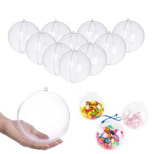 3.94"/100mm Clear Plastic Fillable Christmas DIY Craft Ball Ornament-Pack of 10