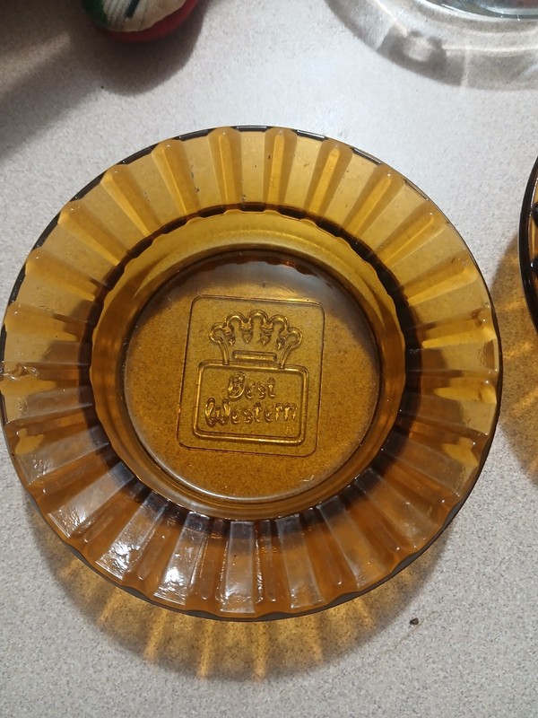 Vintage Amber Glass Ashtray