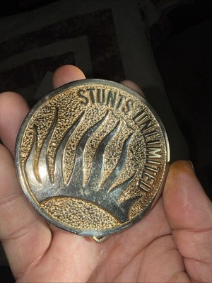 stunts unlimited Gold Belt Buckle  Signed Al Shelton 1974