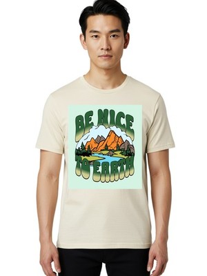 Be-Nice-To-Earth Mens Graphic Tee,100% Cotton,Casual Summer Wear