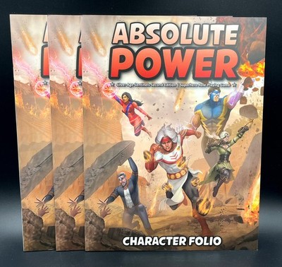 Three Absolute Power Character Folios Softcover Superhero Roleplaying RPG
