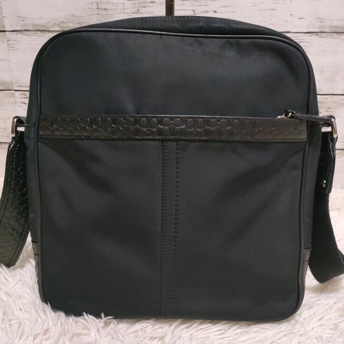 Coach Shoulder Bag F70324 Leather Nylon Signature Black Used - Picture 3 of 14
