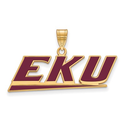 Yellow Sterling Silver LogoArt Eastern Kentucky University E-K-U LG Pendant