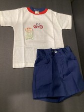 Vintage HEALTH-TEX Boys Shirt  Shorts Set Embroidered Bicycle NEW wTags size 5