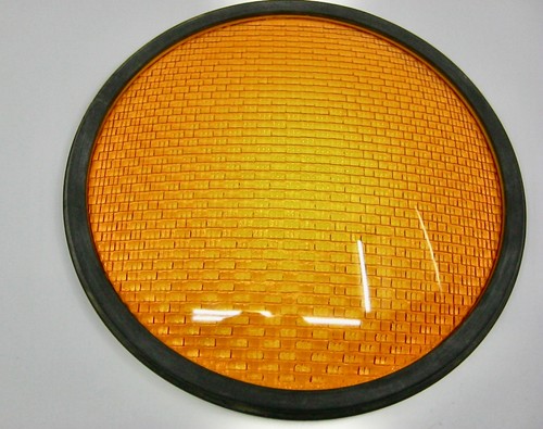 Glass Traffic Lens 12" Yellow Amber With Removable Gasket Unbranded