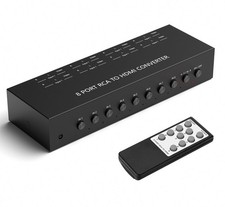 8 Port RCA to HDMI Converter 1080P/720P Composite CVBS AV Switch Black