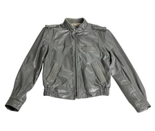 Vintage Cottrell & Hayes Jacket Mens 42 Gray Leather Bomber Full Zip Lined 90s