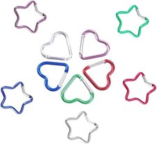 10 Pcs 5 Colors Random Heart Star Carabiner Clip Set   Cute Alloy Key