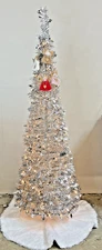 72" Northlight Collapsible Silver & Gold Tinsel Tree with Angel Ornaments Lights