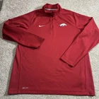 Nike Dri Fit Red Arkansas Razorbacks 1/4 Zip Athletic Knit Shirt Men’s L