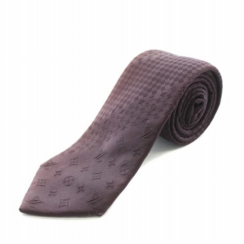 LOUIS VUITTON Tie Monogram Silk Bordeaux Men's