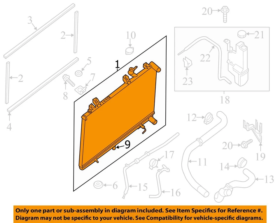 Radiador de refrigeración del motor Nissan Pathfinder 2013-2020 3,5 L AT OEM Foto 4 de 4