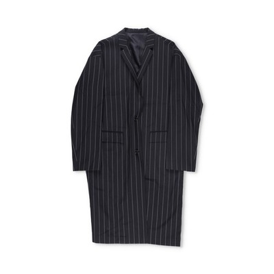 JUUN-J Unisex gestreifter Nadelstreifen langer Mantel Wolle Größe 36 UVP1200
