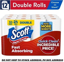 Scott Paper Towels, Choose-A-Sheet, 12 Double Rolls
