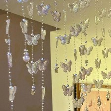 4Pcs Iridescent Butterfly Crystal Beaded Short Curtain Acrylic Door Beads Hangin
