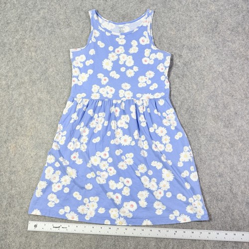 Carter's Floral Tank Play Jersey Dress Youth/Girl's Size 12/12A Blue 100% Cotton - Picture 11 of 14