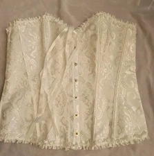 Women's Boned Lace-Up Overbust  Bustier Burlesque Basque Costume Satin Corset XL