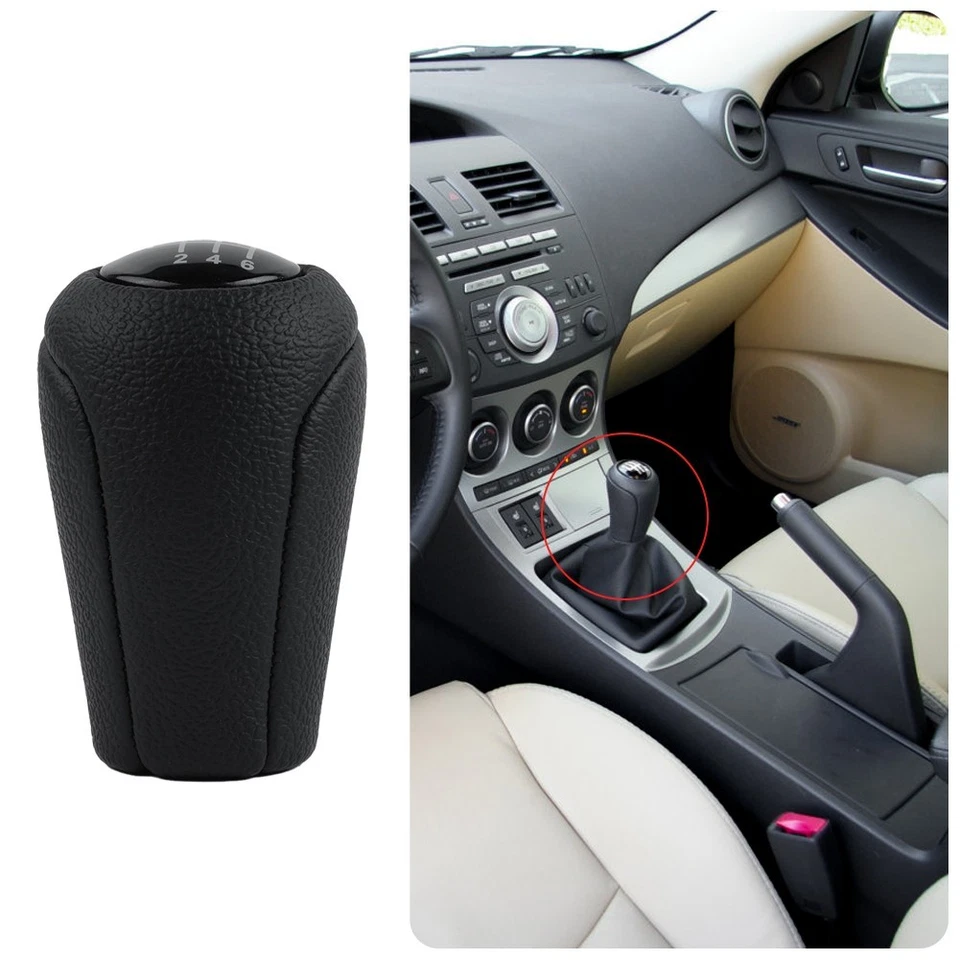 For MAZDA MX5 III 2005 2014 Car Gear Shift Knob Black PU Leather + ABS Plastic - Imagen 4 de 4