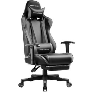 GTPLAYER Gaming Chair Footrest Ergonomic Computer Desk Reclining Swivel Grey