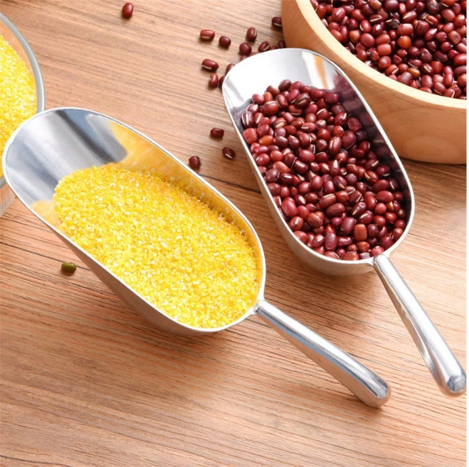 Stainless Steel Ice Cube Flour Scoop Kitchen Bar Tools Buffet Nut Grain Shovel - Image 3 of 4