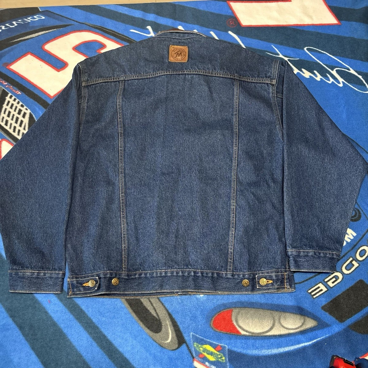 Marlboro Country Store Denim Jacket Leather Collar Flannel Lined