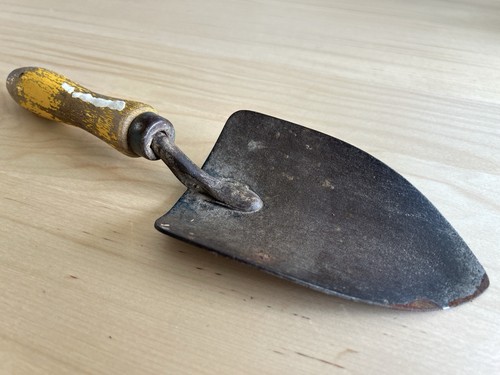 Vintage Hand Garden Trowel/Hand Shovel, Steel Blade, Painted Wood Handle
