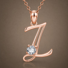 Custom Initial Letter Necklace Rose Gold CZ Pendant Alphabet Name Jewelry Gift