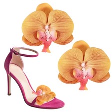 Flower Shoe Clips, 2 Pcs Decorative Shoe Clips Butterfly Orchid, Brown