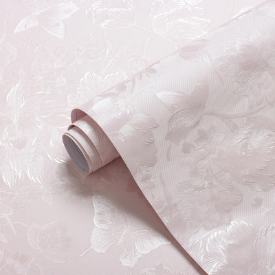 Erfoni 118''x15.7'' Pink Wall Paper Embossed Floral Peel and Stick Wallpaper Light