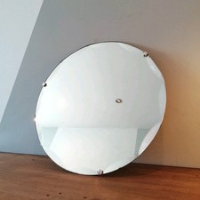 Vintage Frameless Round Bevelled Deco Style Wall Mirror Bedroom Bathroom 45cm