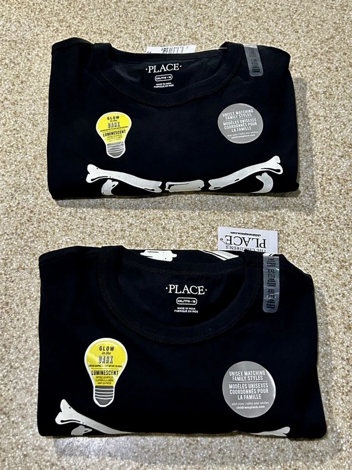 Lot Of 4! Children’s Place Skeleton Long Sleeve 2-Sz XXL 16 2-Sz XL 14 GLOW - Imagem 3 de 4