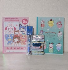 1.Sanrio Hello Kitty Cinnamoroll Cuaderno Set Kawaii Japón Papelería Pluma Cinta