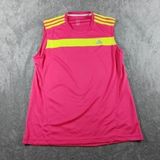 Adidas Tank Top Womens Large Pink Neon Lightweight Training Vest Running