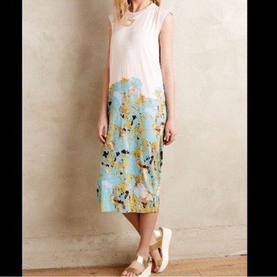 Anthropologie Sara C Bellona Maxi Jersey Knit Abstract Print Dress size M NWT