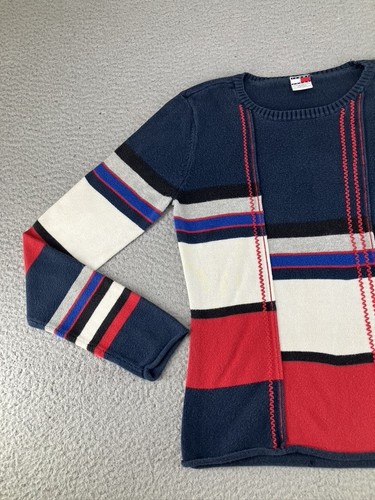 Tommy Jeans Sweater Girls Medium 85 Patch Knit Long Sleeve Pullover Vintage - Picture 2 of 22