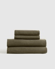 NWT QUINCE EUROPEAN LINEN SHEET SET 4 PIECE O...