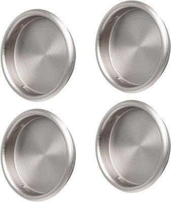 4PCS Closet Door Finger Pull Satin Nickel- 2-1/8 , Easy Snap-In Circular Sliver