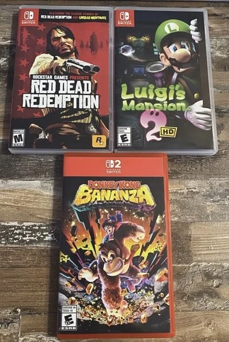 Nintendo Switch Game Lot 3 Donkey Kong Bananza Luigi’s Mansion 2 HD Red Dead