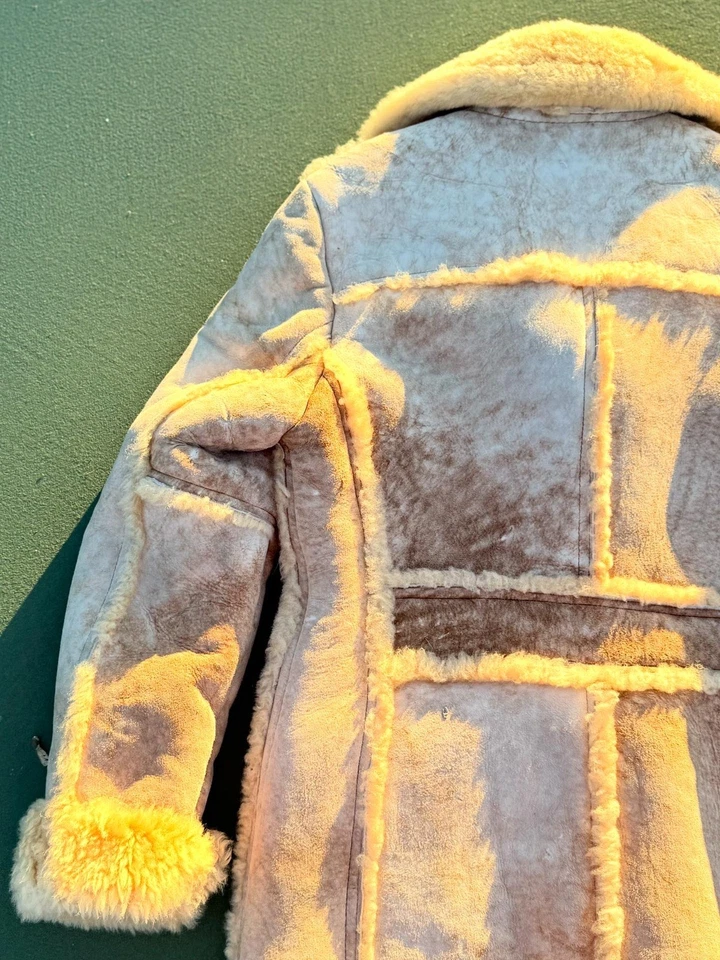SCHOTT Vtg 70s 80s Suede Sherpa Jacket Sheepskin Leather coat rancher Lady Sz 12 - Image 4 of 4