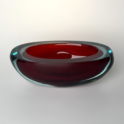 FLAVIO POLI Seguso Vetri MCM Blue and red Sommerso Murano Glass Geode Bowl - Picture 3 of 20